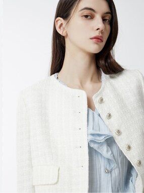 New 100% Wool Hand Made Tweed Short Coat Jacket